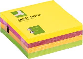 Q-CONNECT Quick Notes, ft 76 x 76 mm, 320 vel, geassorteerde neonkleuren