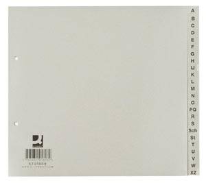 Q-CONNECT tabbladen, ft 21 x 23 cm, PP, 2-gaatsperforatie, set van A-Z, grijs