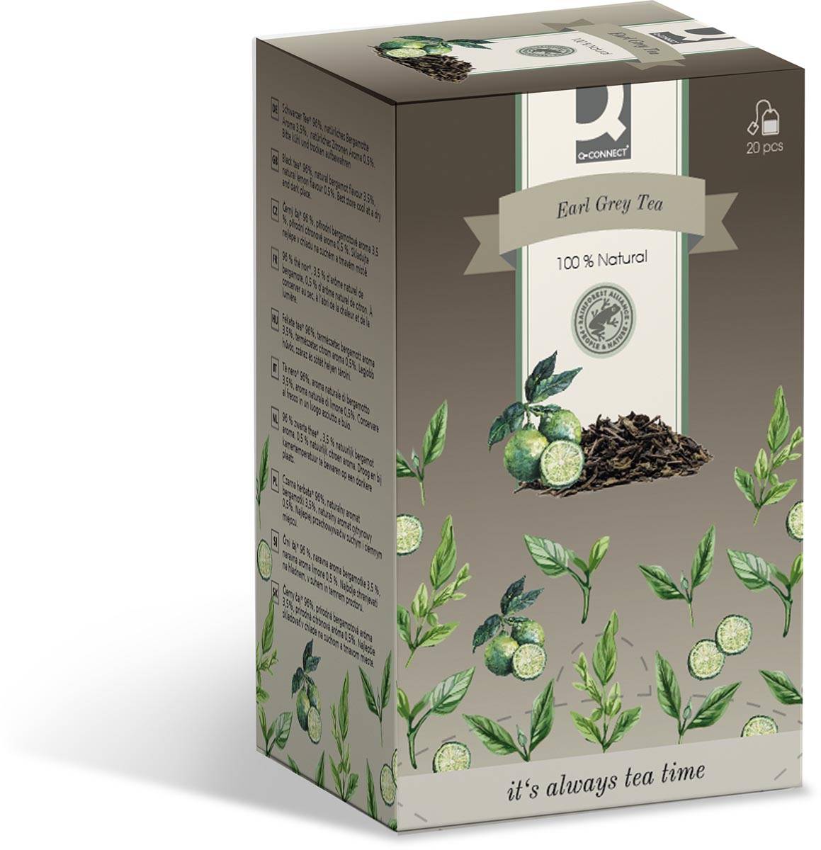 Q-CONNECT thee, earl grey, zakje van 30 g, doos van 20 zakjes