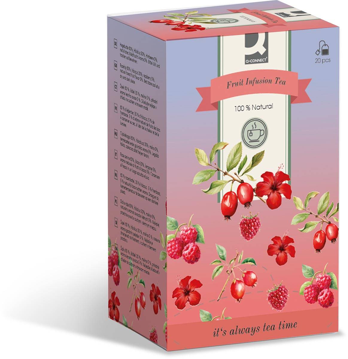 Q-CONNECT thee, fruit infusion, zakje van 30 g, doos van 20 zakjes