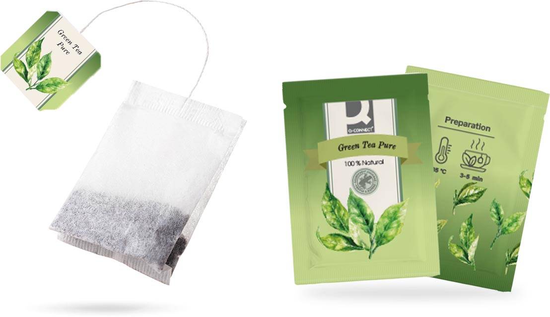 Q-CONNECT thee, Green tea pure, zakje van 30 g, doos van 20 zakjes