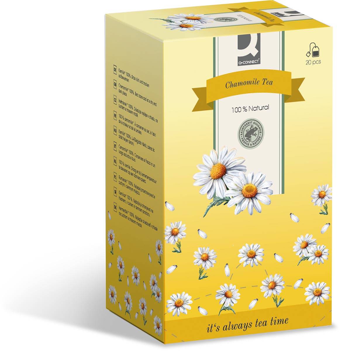 Q-CONNECT thee, kamille, zakje van 30 g, doos van 20 zakjes