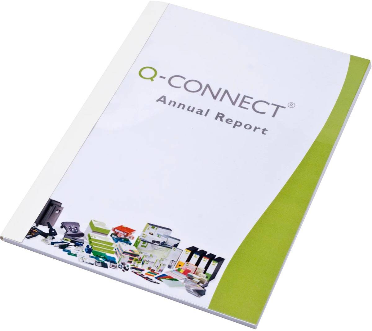 Q-CONNECT thermische omslagen, ft A4, karton met PET cover, rug van 6 mm, pak van 20 stuks, wit
