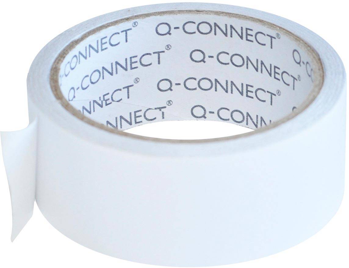Q-CONNECT tissuetape, dubbelzijdig, 38 mm x 10 m, 90 micron, transparant