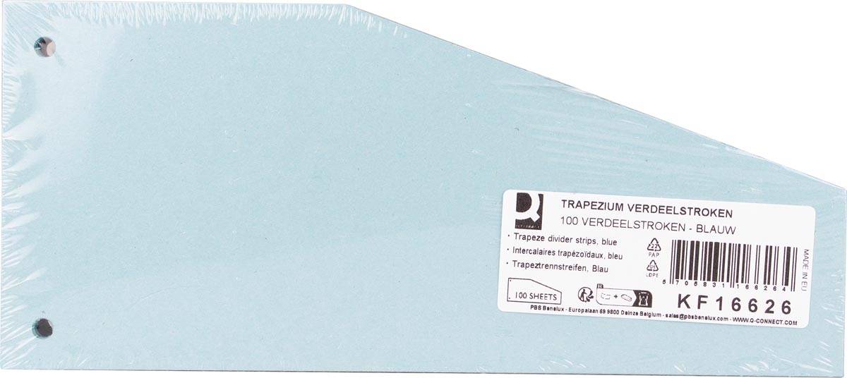 Q-CONNECT trapezium verdeelstroken, pak van 100 stuks, blauw