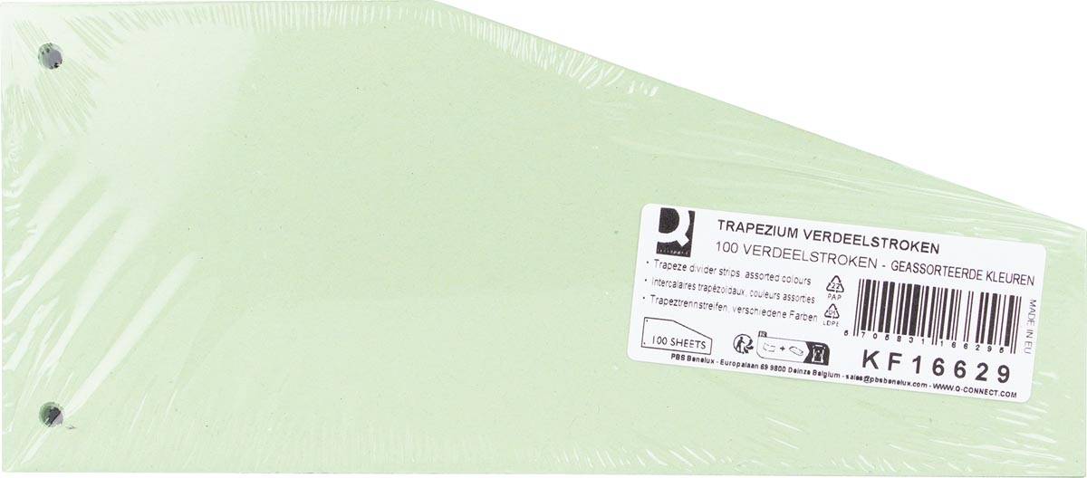 Q-CONNECT trapezium verdeelstroken, pak van 100 stuks, geassorteerde kleuren