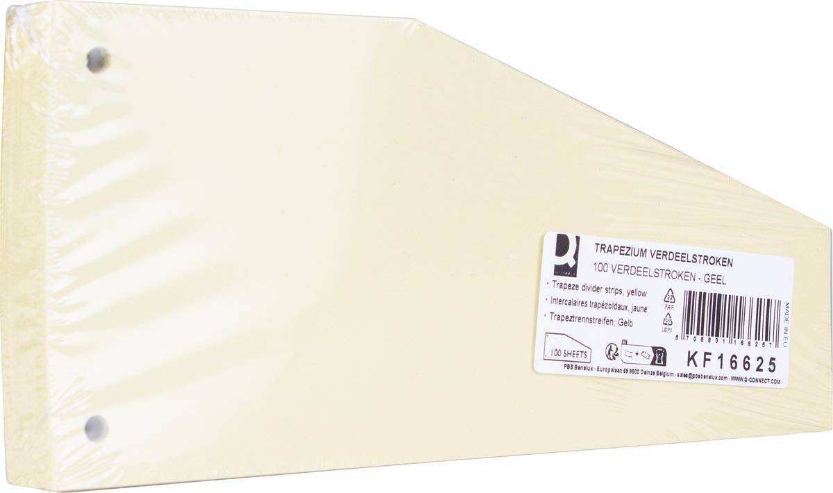 Q-CONNECT trapezium verdeelstroken, pak van 100 stuks, geel