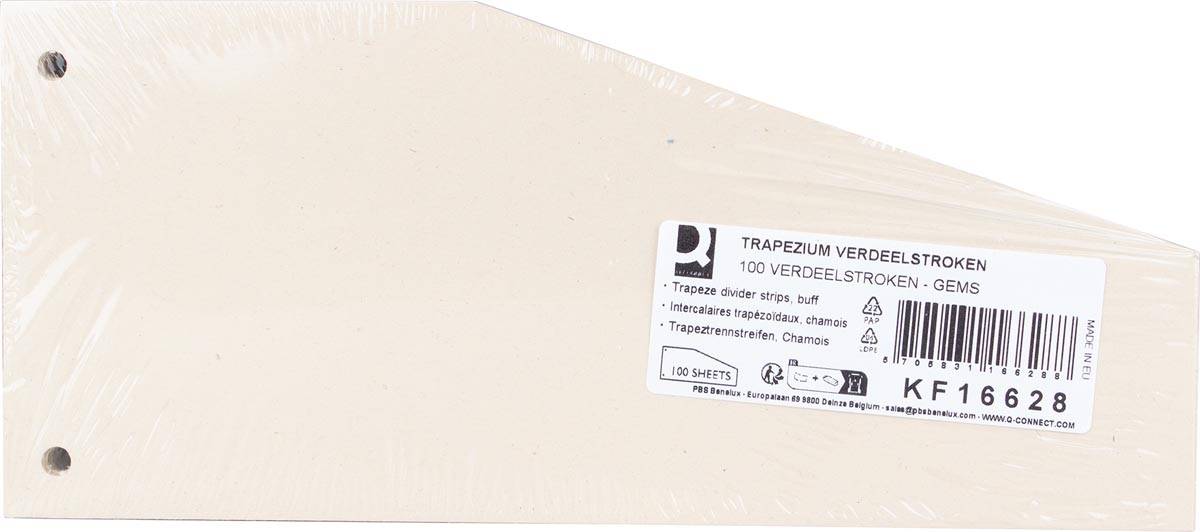 Q-CONNECT trapezium verdeelstroken, pak van 100 stuks, gems