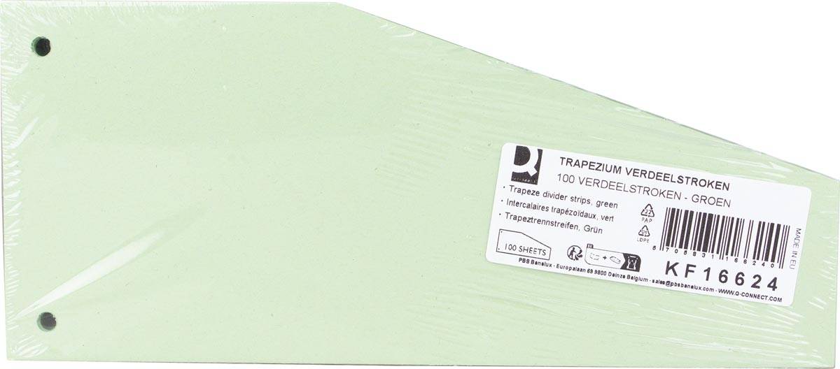 Q-CONNECT trapezium verdeelstroken, pak van 100 stuks, groen