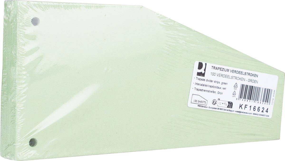Q-CONNECT trapezium verdeelstroken, pak van 100 stuks, groen