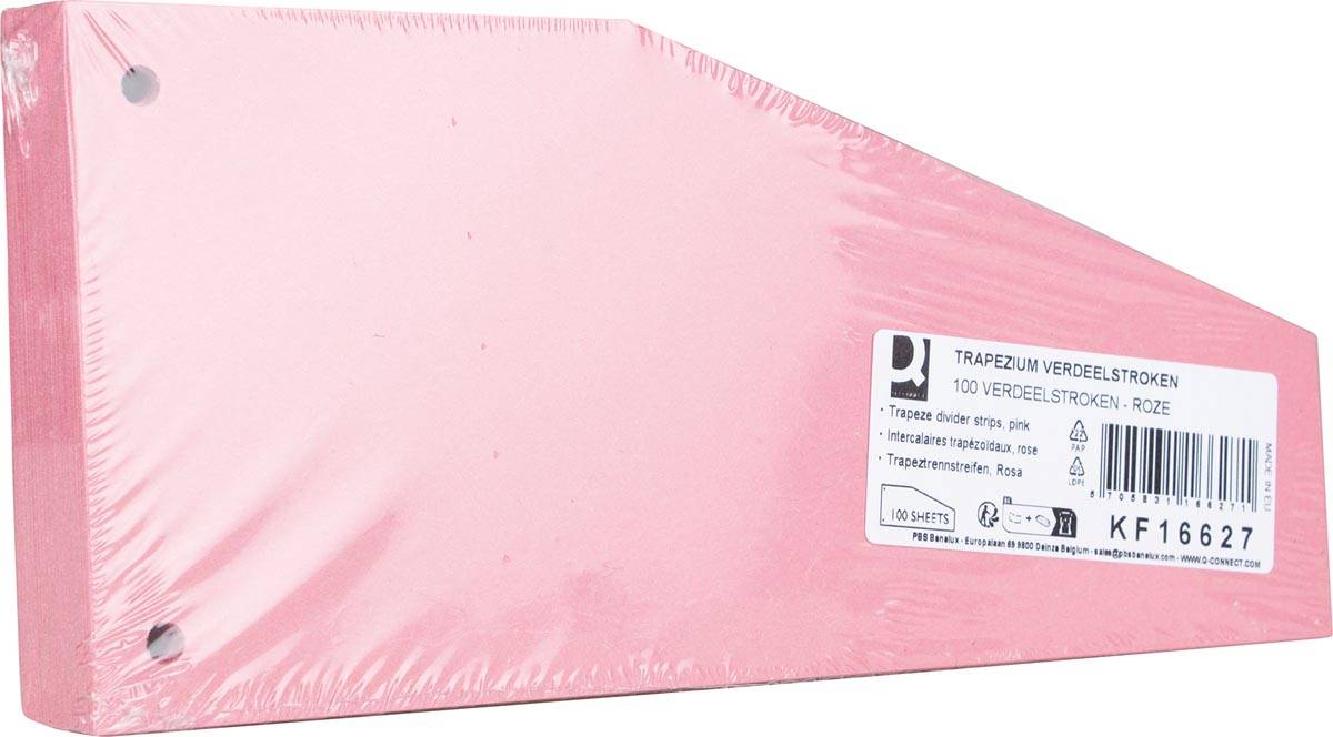 Q-CONNECT trapezium verdeelstroken, pak van 100 stuks, roze