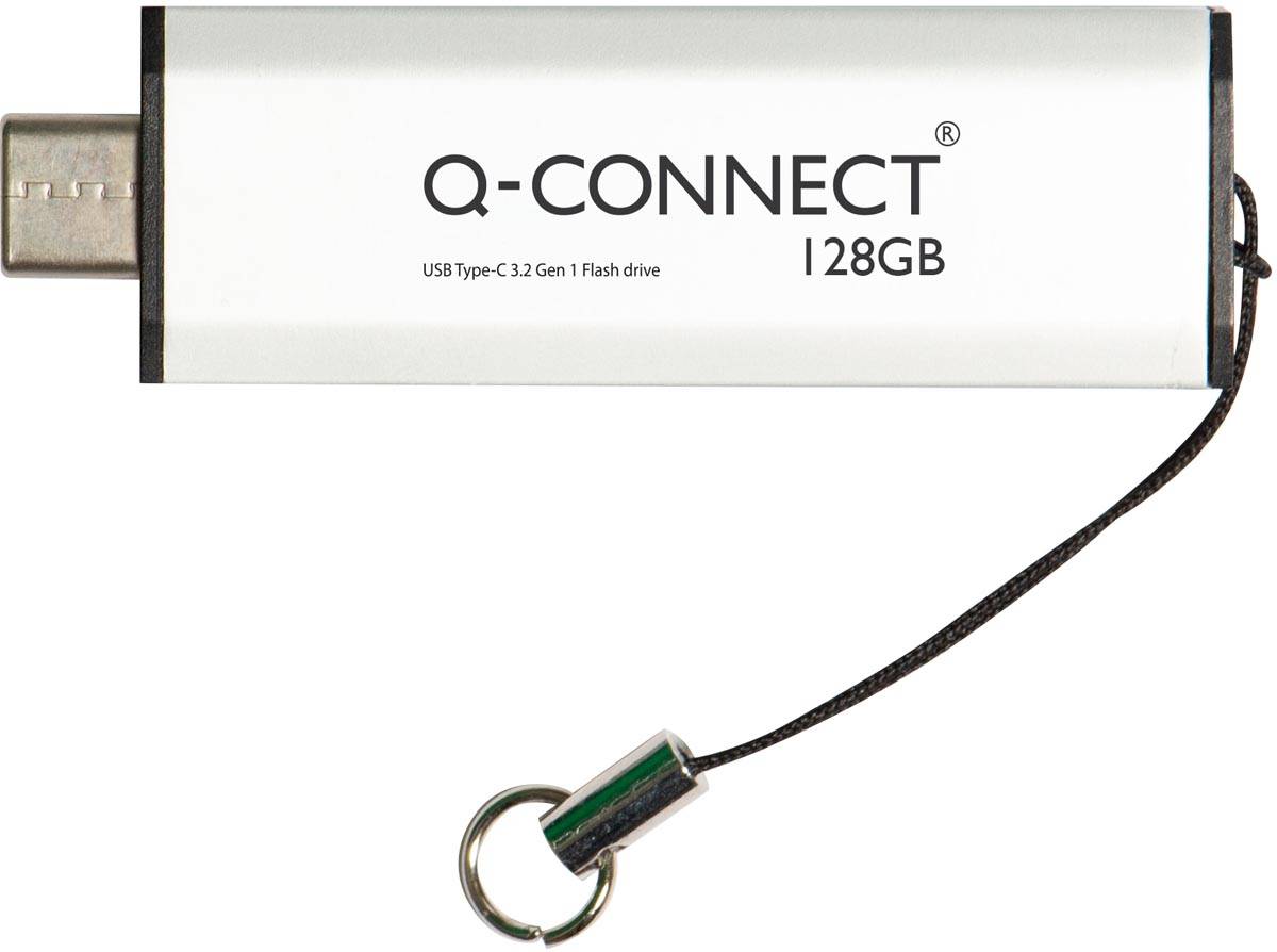 Q-CONNECT USB-C stick 3.2 Gen1, zilver, 128 GB
