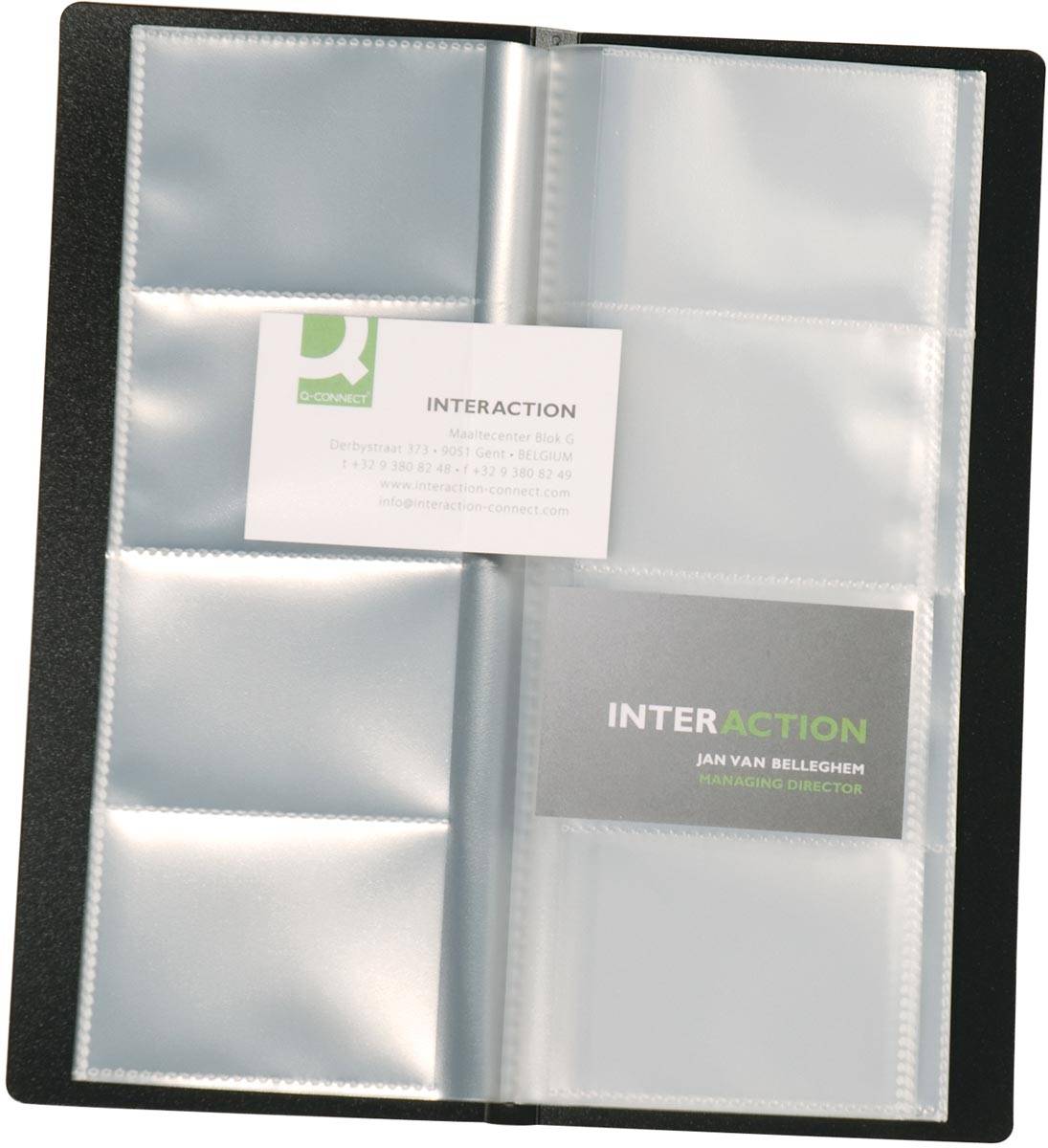 Q-CONNECT visitekaartenmap 11 x 26 cm voor 96 kaarten zwart