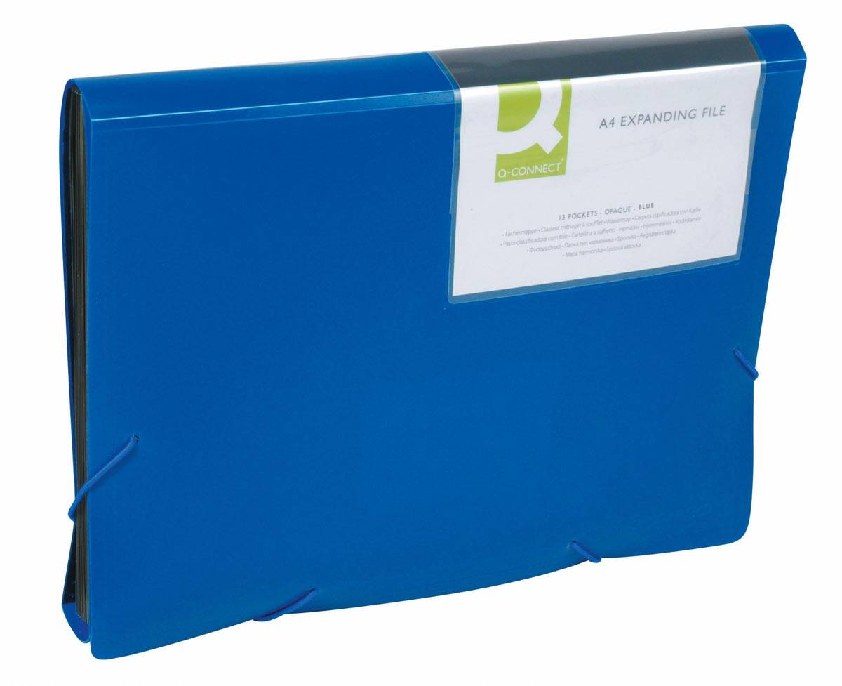 Q-CONNECT voorordner, A4, PP, met 13 vakken, elastieksluiting, blauw