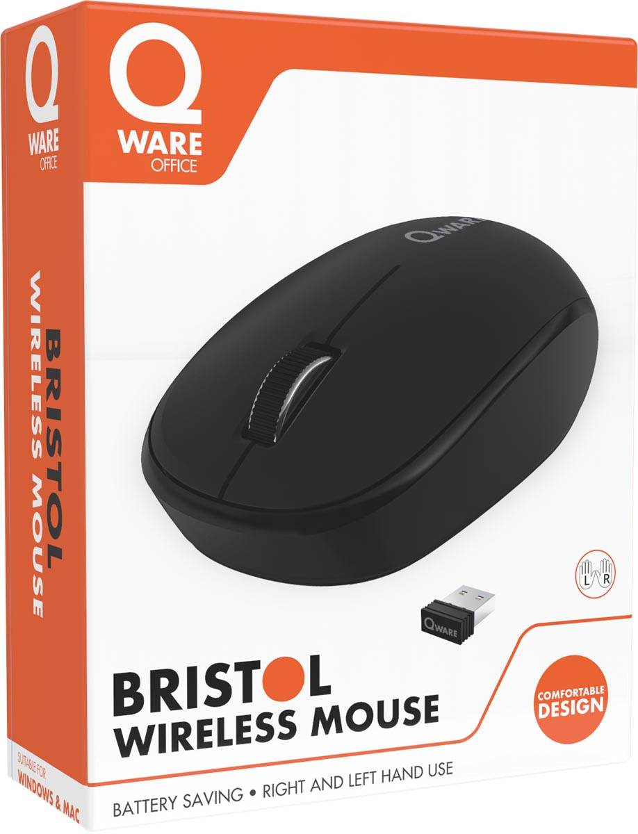 Qware draadloze muis Bristol, zwart