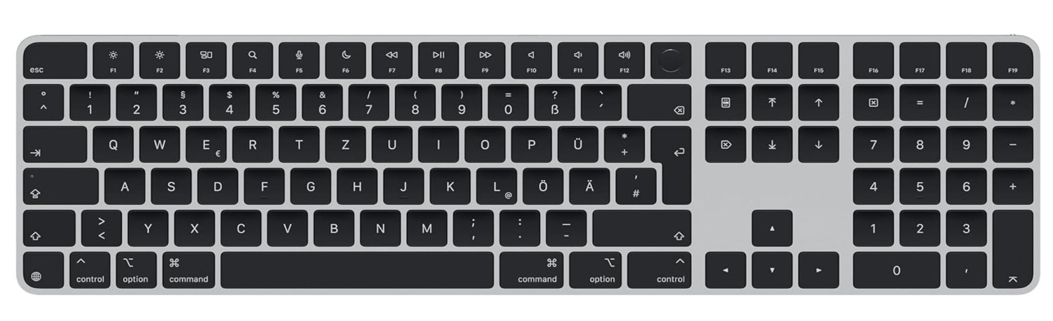 Apple Magic Keyboard met Touch ID en numeriek toetsenblok voor Mac-modellen met Apple silicon (2024) - Duits - Zwarte toetsen