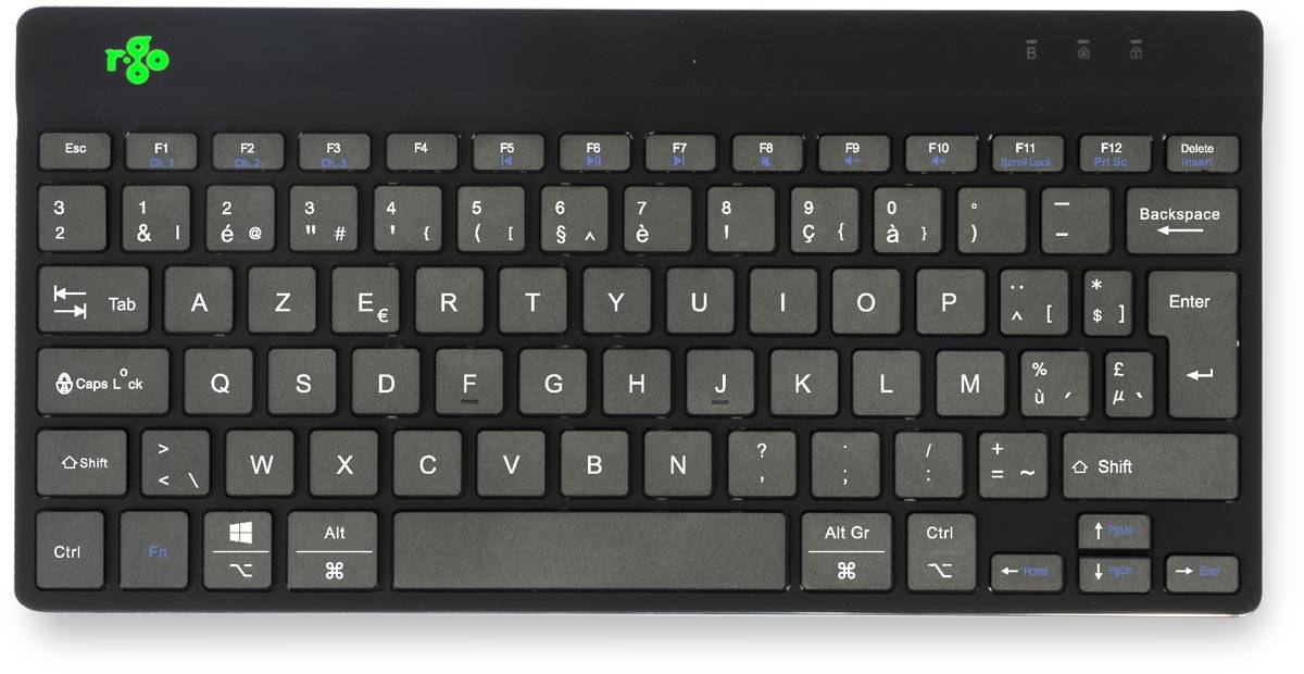 R-Go Compact Break ergonomisch Bluetooth toetsenbord, azerty, zwart