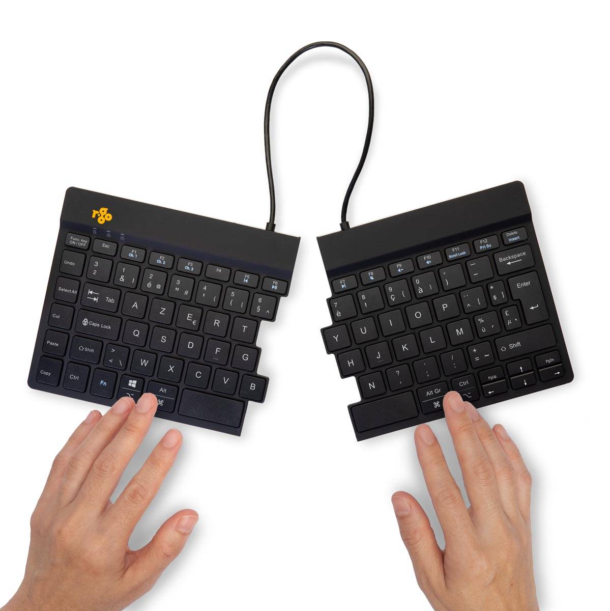R-Go Split Break ergonomisch Bluetooth toetsenbord, azerty, zwart
