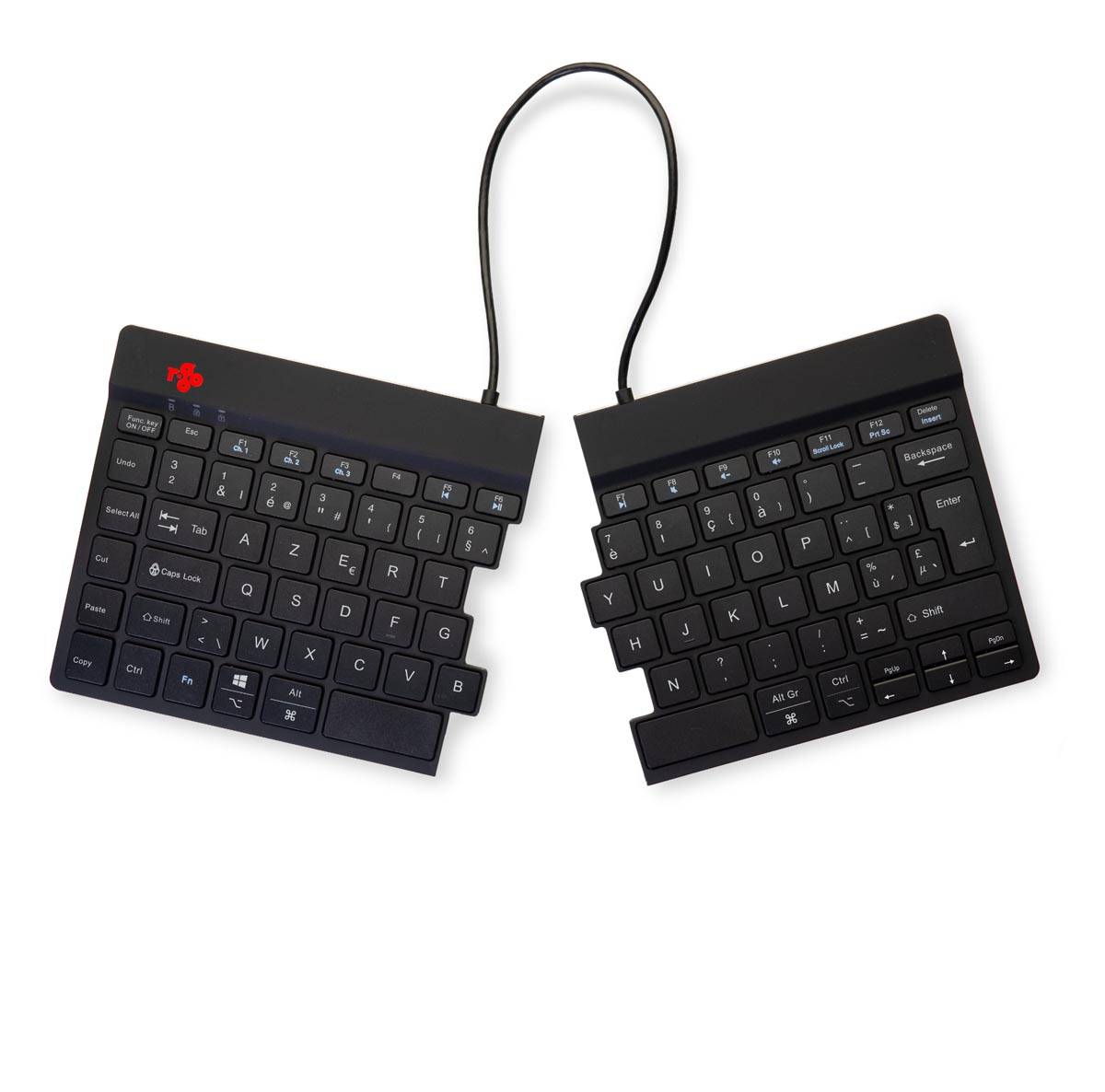 R-Go Split Break ergonomisch Bluetooth toetsenbord, azerty, zwart