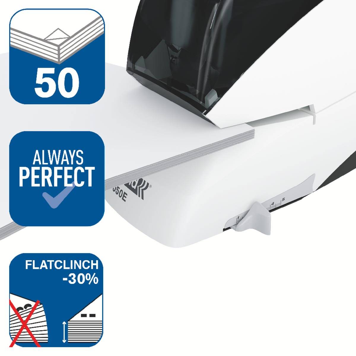 Rapid elektrische nietmachine R5050e, 50 blad, wit/zwart