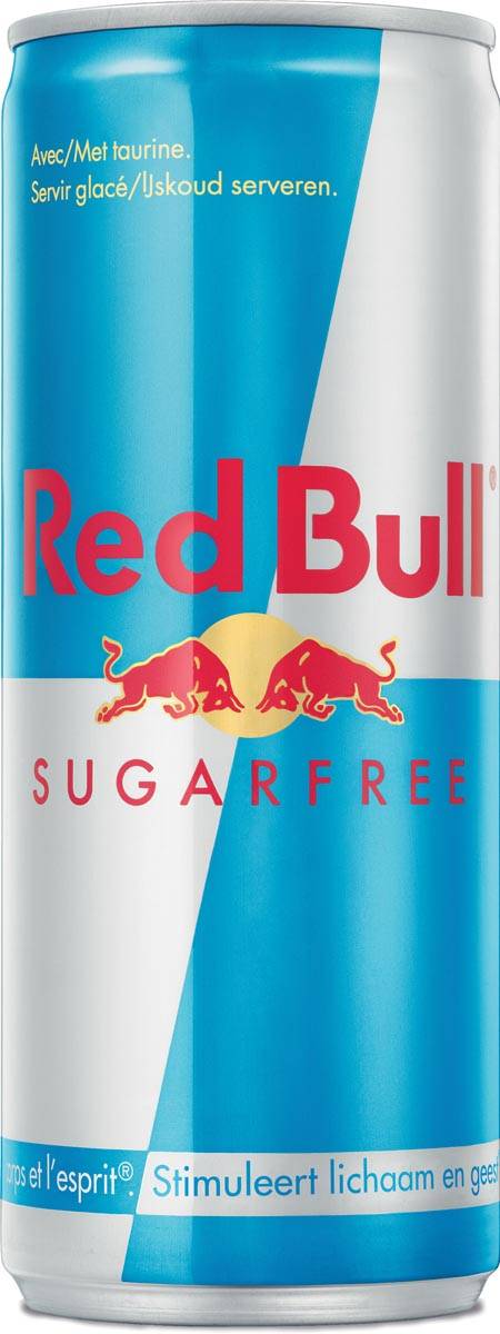Red bull energiedrank, sugarfree, blik van 25 cl, pak van 24 stuks