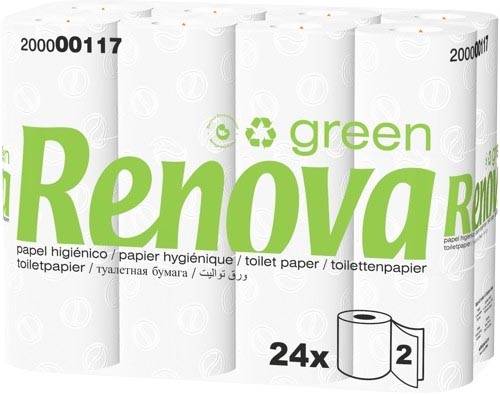 Renova Green toiletpapier, 2-laags, 160 vellen, pak van 96 rollen