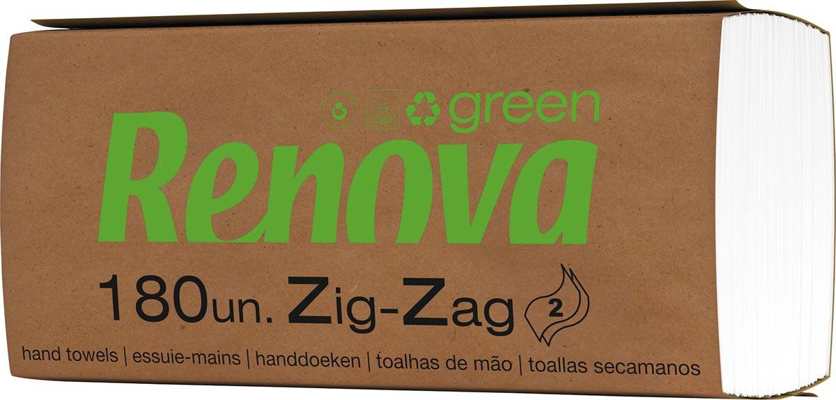Renovagreen papieren handdoeken, Z-vouw, 2-laags, 180 vellen, pak van 20 stuks