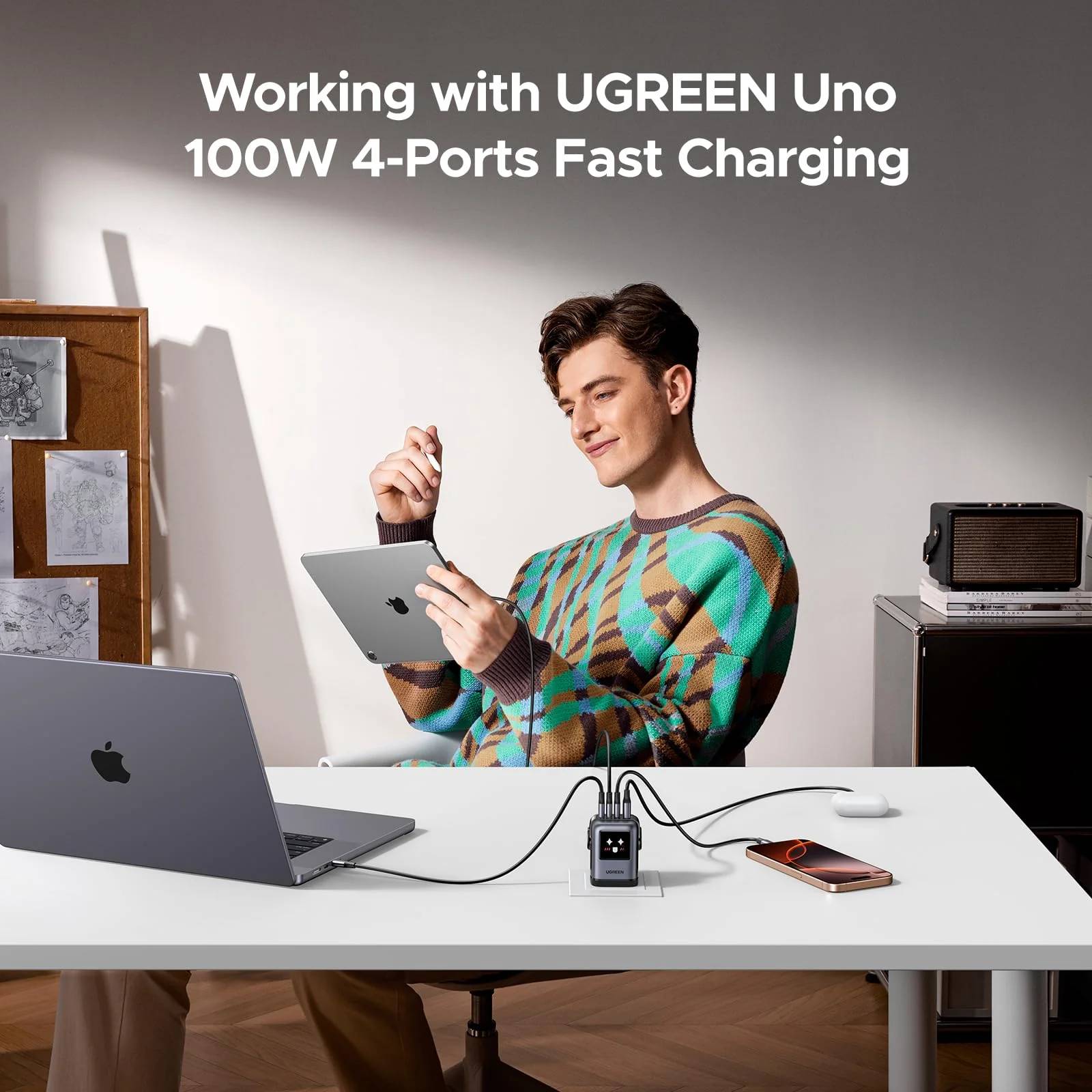 Ugreen 45515B oplader voor mobiele apparatuur Mobiele computer, Mobiele telefoon, Laptop, Powerbank, Telefoon Grijs AC Snel opladen Binnen