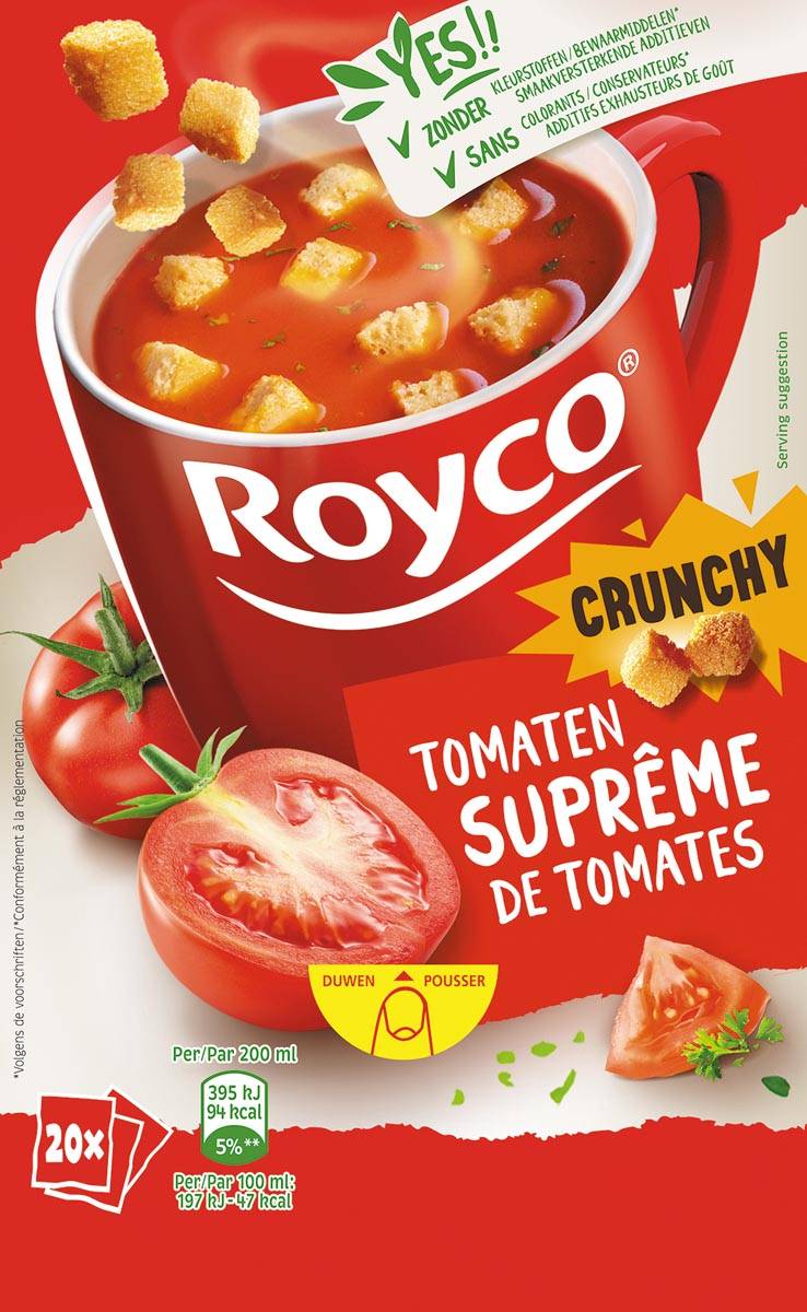 Royco Minute Soup tomatensuprême met croutons, pak van 20 zakjes