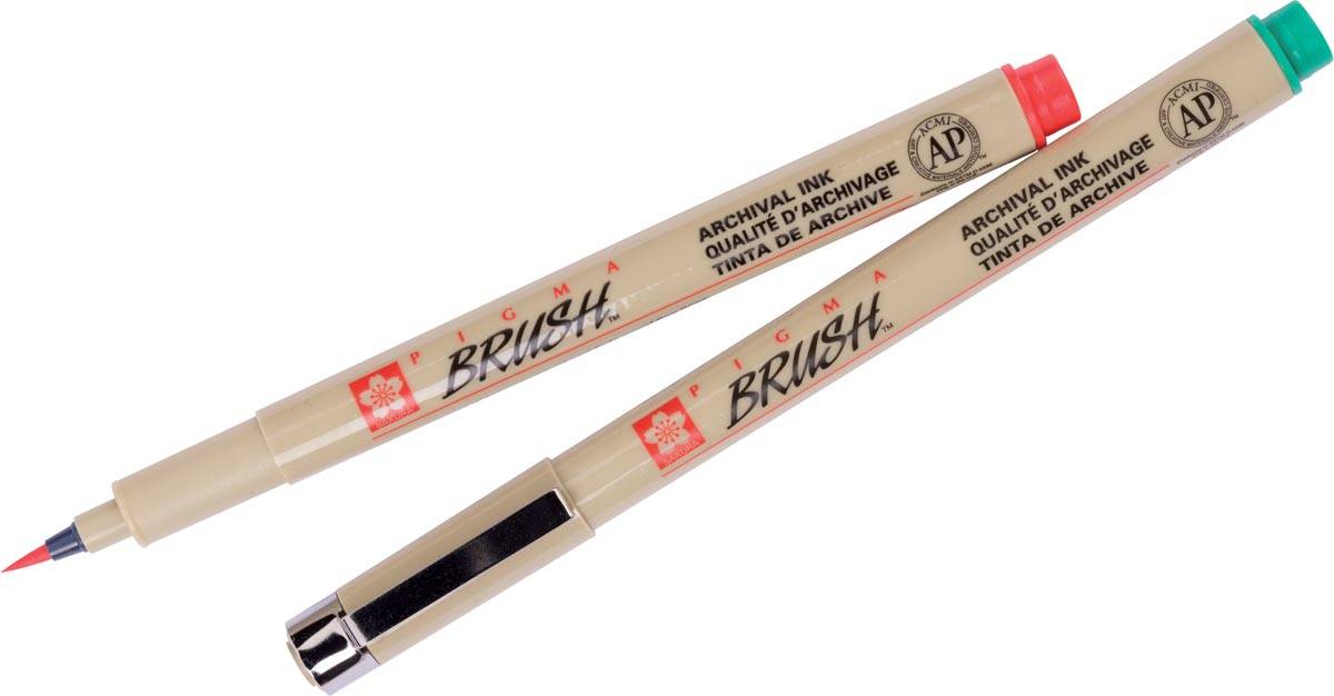 Sakura brushpen Pigma Brush, etui van 9 stuks, in geassorteerde kleuren