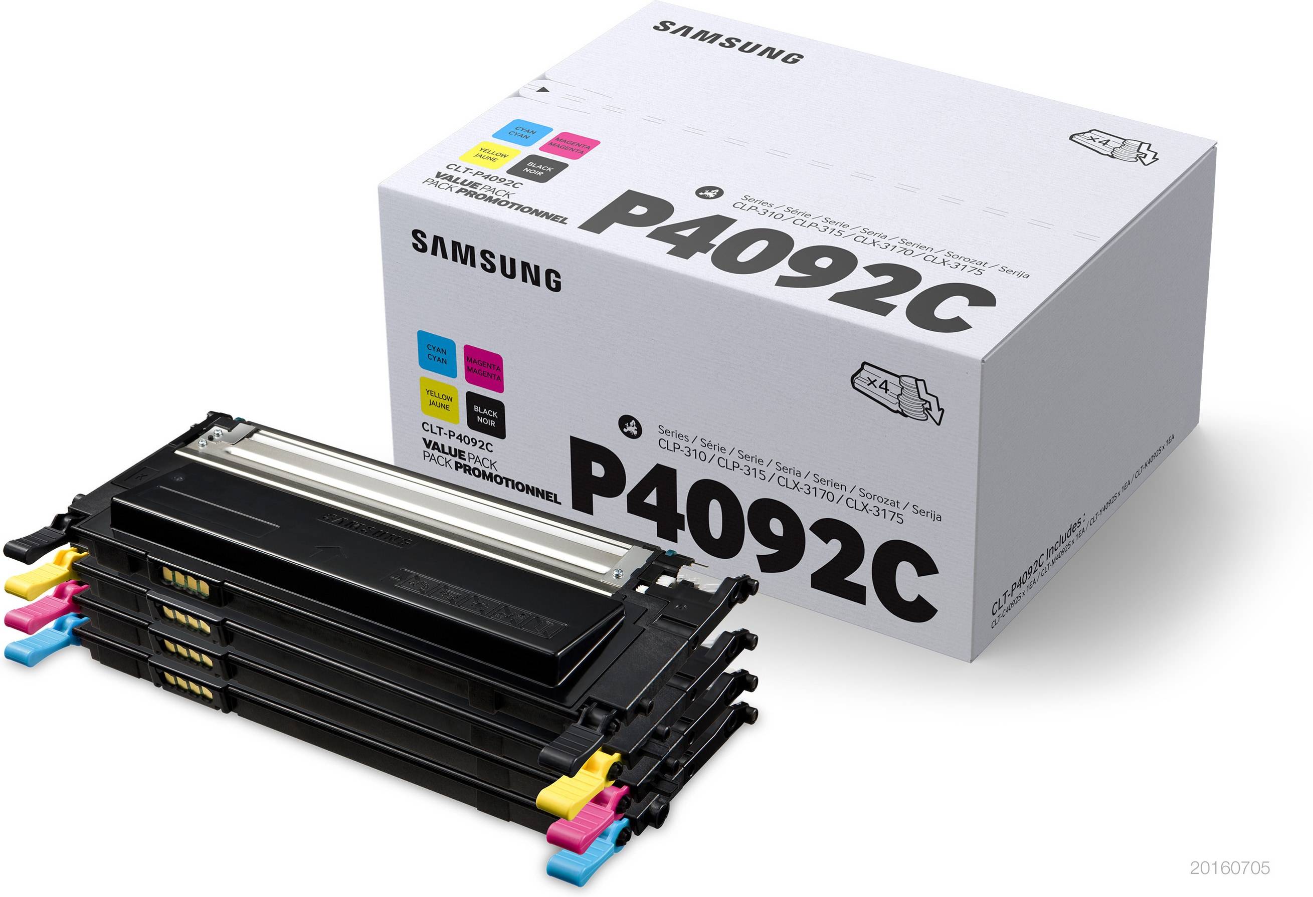 Samsung CLT-P4092C zwarte/cyaan/magenta/gele tonercartridges, 4-pack