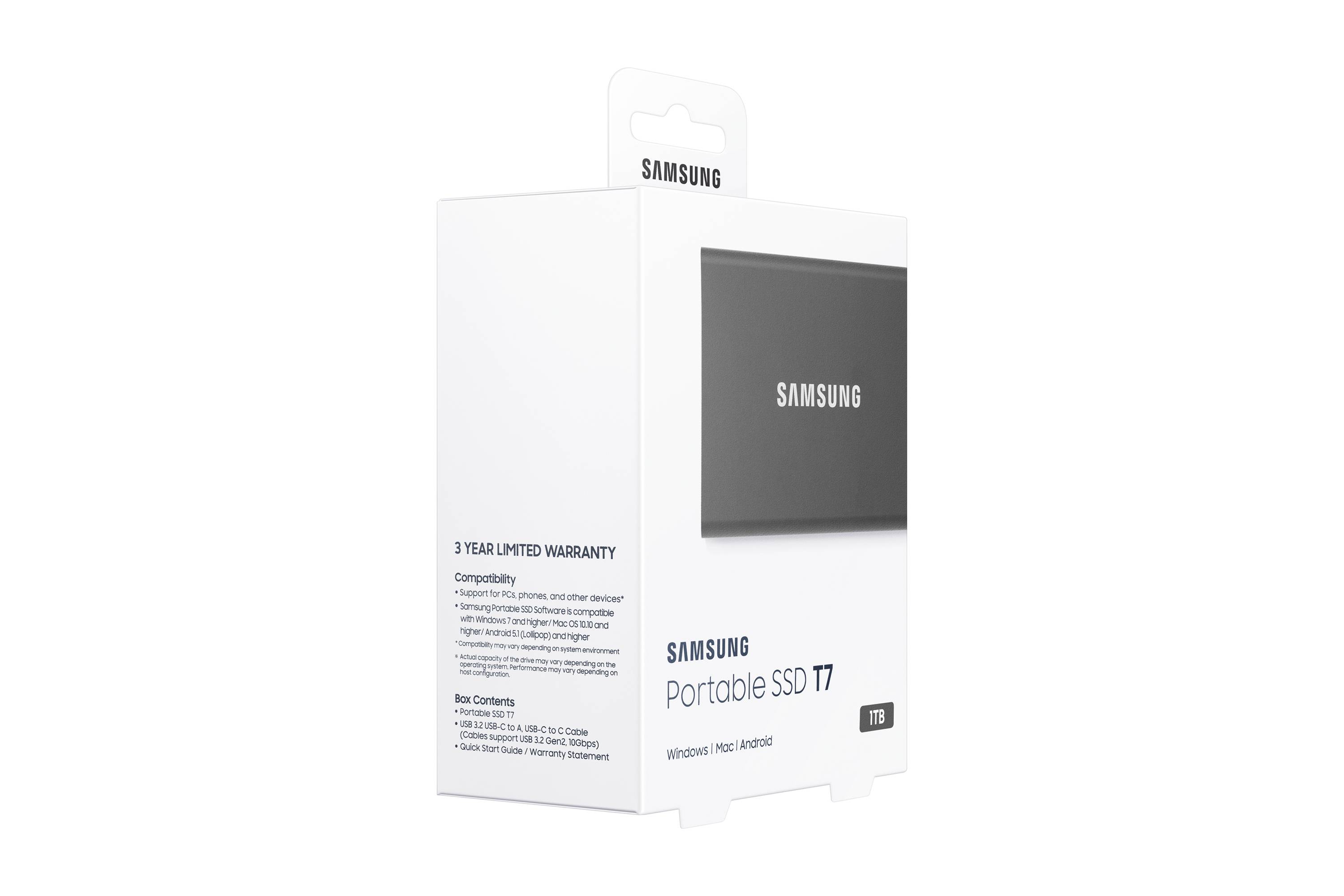 Samsung Portable SSD T7 1 TB USB Type-C 3.2 Gen 2 (3.1 Gen 2) Grijs