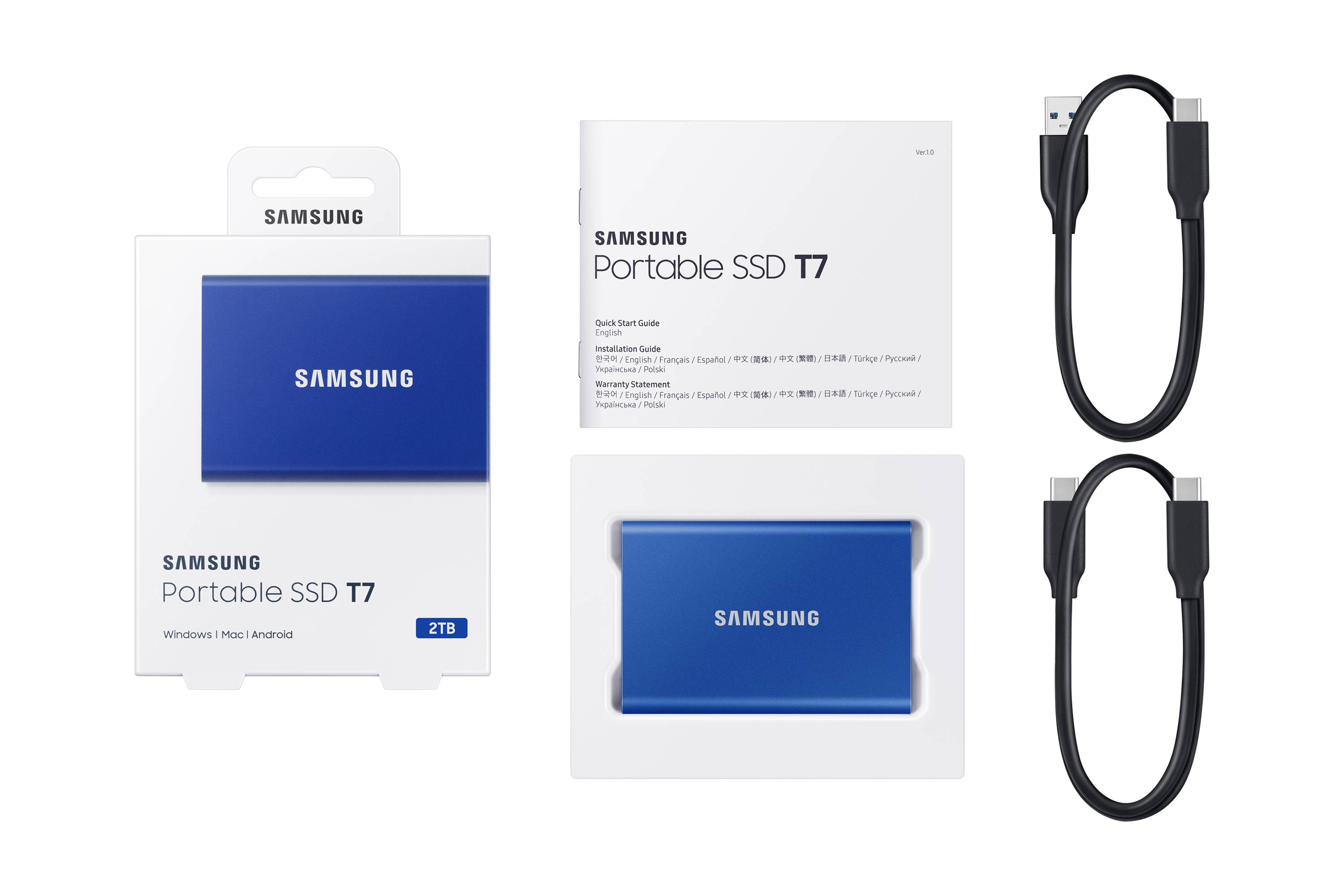 Samsung Portable SSD T7 2 TB USB Type-C 3.2 Gen 2 (3.1 Gen 2) Blauw
