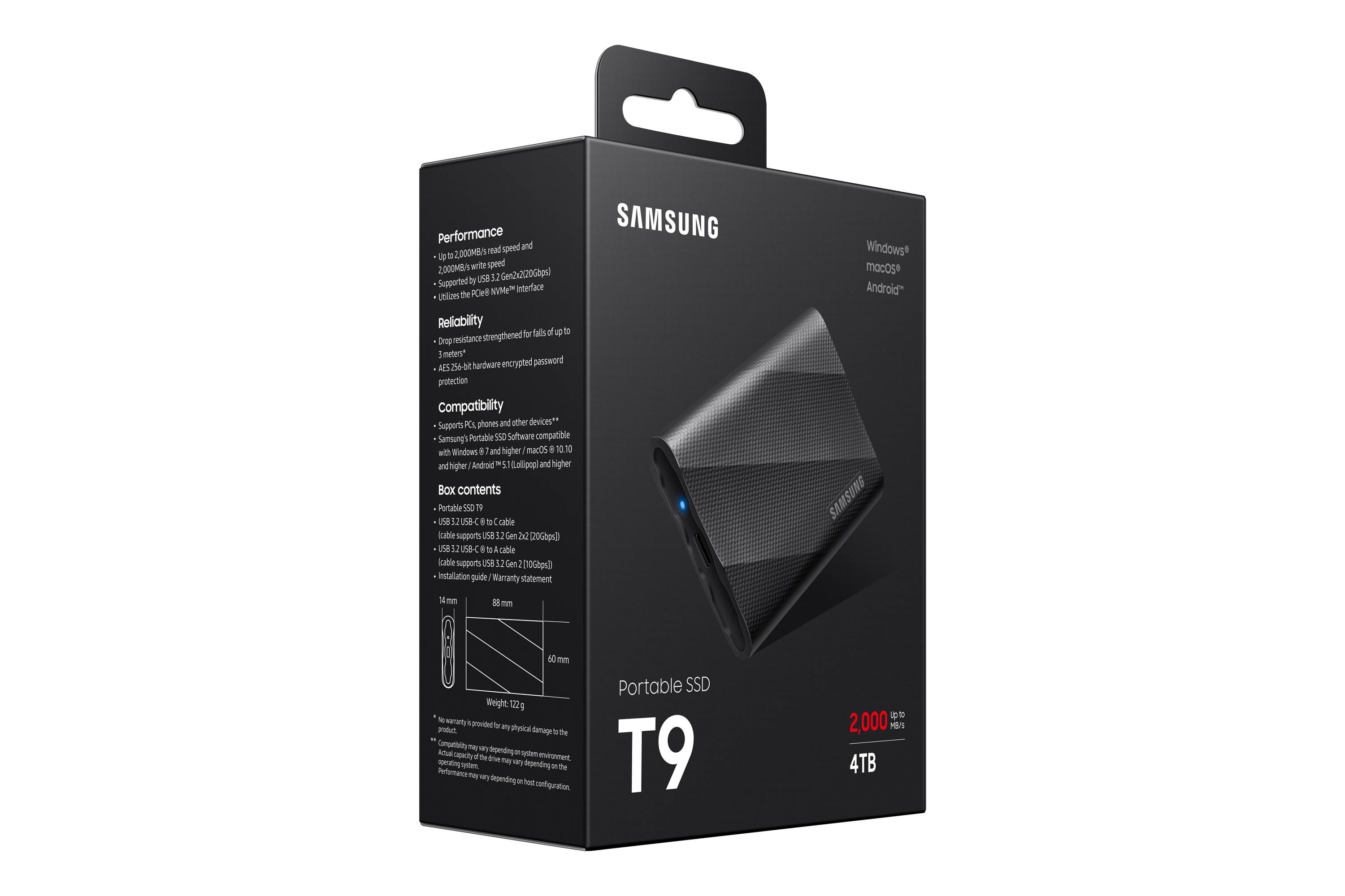 Samsung MU-PG4T0B 4 TB USB Type-C 3.2 Gen 2 (3.1 Gen 2) Zwart