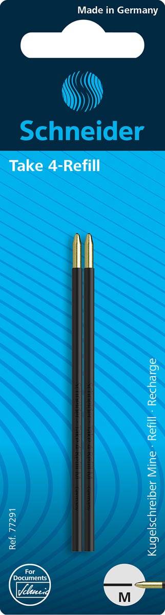 Schneider balpenvulling Take 4, zwart, étui van 2 stuks