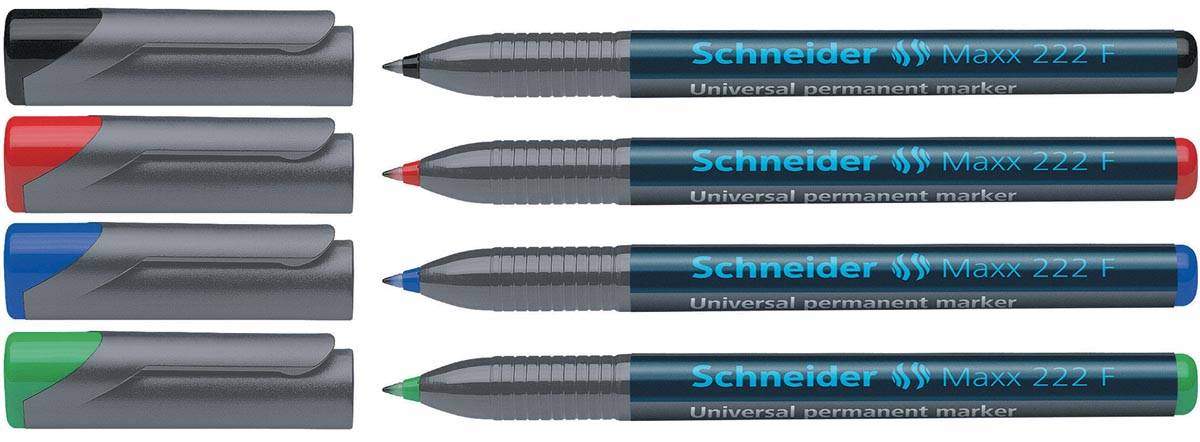 Schneider permanent marker Maxx 222, etui van 4 stuks in geassorteerde kleuren