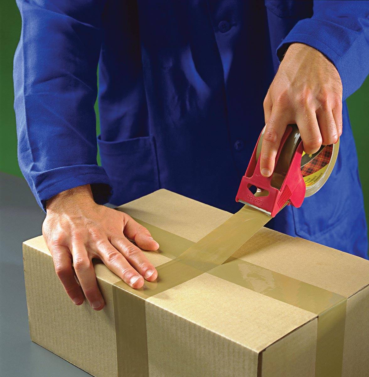 Scotch afroller met verpakkingsplakband, ft 50 mm x 20 m, bruin