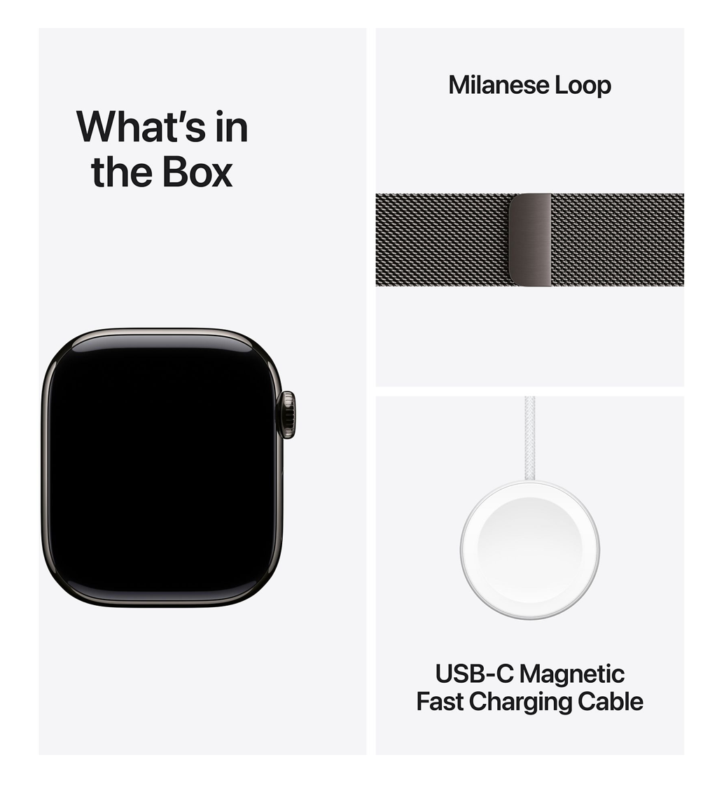Apple Watch Series 11 GPS + Cellular - 42mm Titanium Case - Milanese Loop Smartwatch Slate