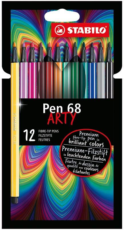 STABILO Pen 68 viltstift ARTY, etui van 12 stuks, assorti