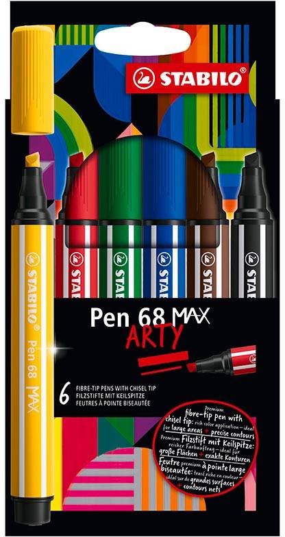 STABILO Pen 68 viltstift MAX ARTY, etui van 6 stuks, assorti
