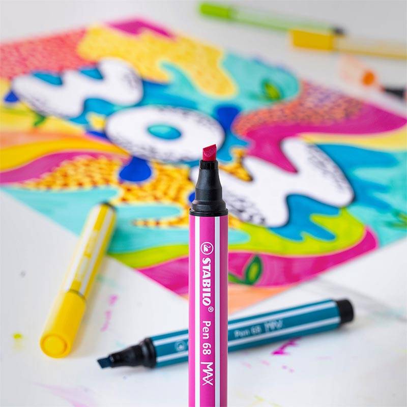 STABILO Pen 68 viltstift MAX ARTY, etui van 6 stuks, assorti
