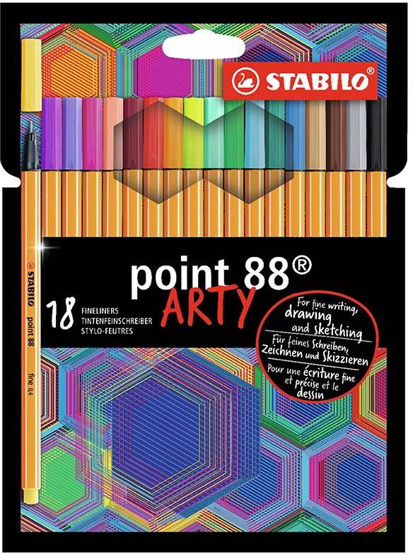 STABILO Point 88 fineliner ARTY, etui van 18 stuks, assorti
