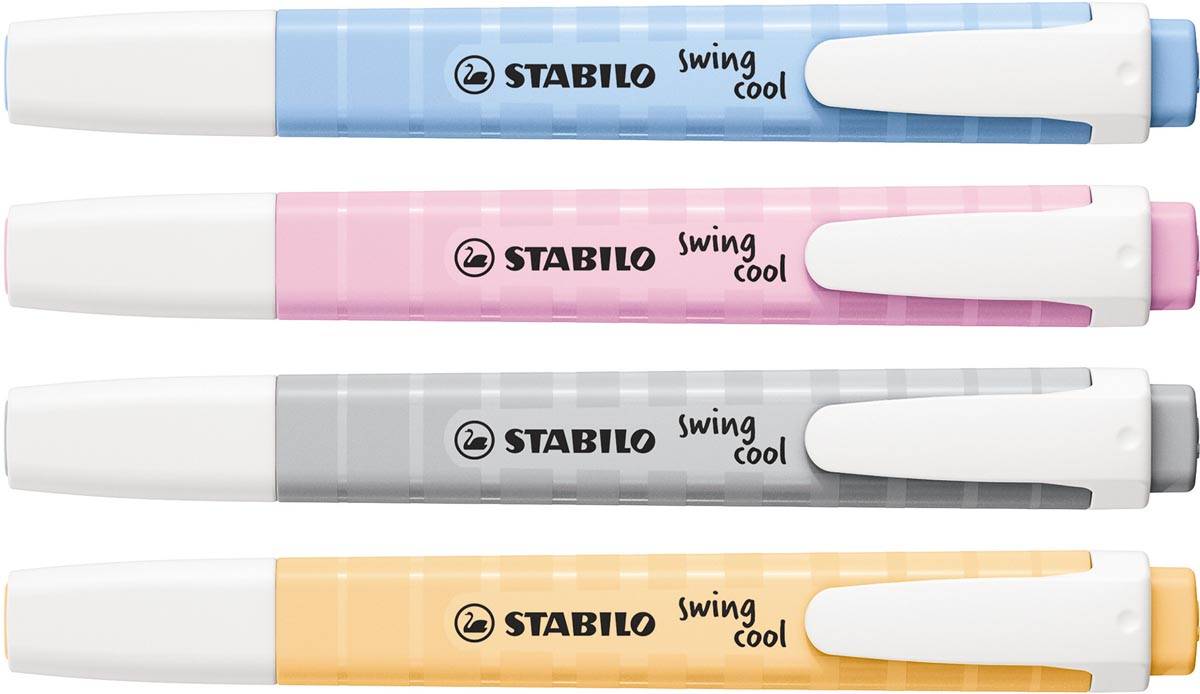 STABILO swing cool markeerstift pastel, etui van 4 stuks, assorti
