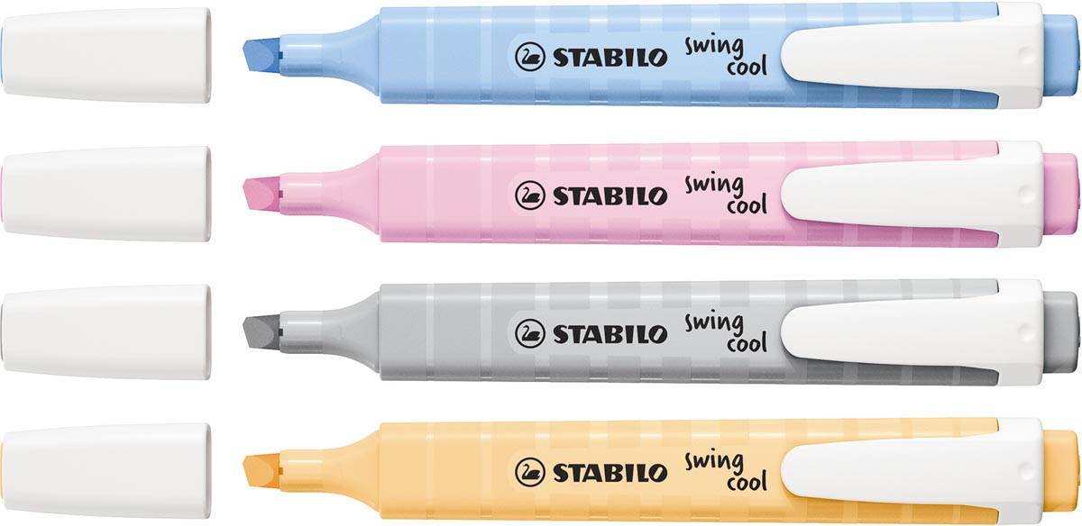 STABILO swing cool markeerstift pastel, etui van 4 stuks, assorti