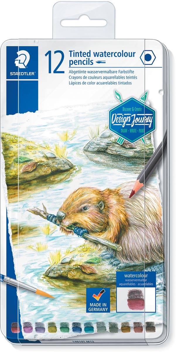 Staedtler aquarel potlood, metalen doos met 12 kleuren