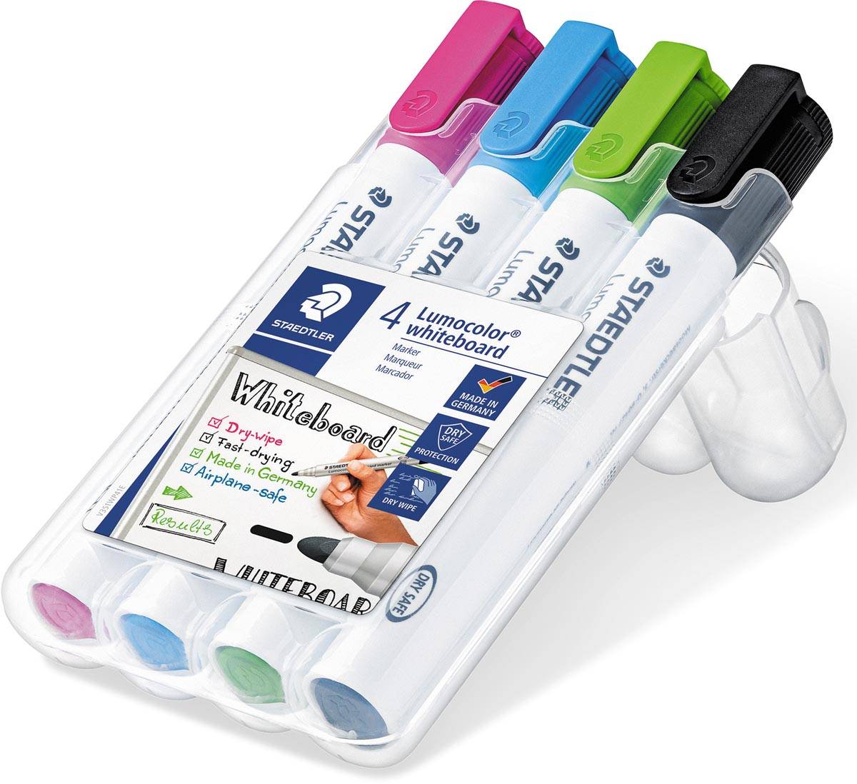 Staedtler Lumocolor whiteboardmarker etui van 4 stuks in geassorteerde kleuren