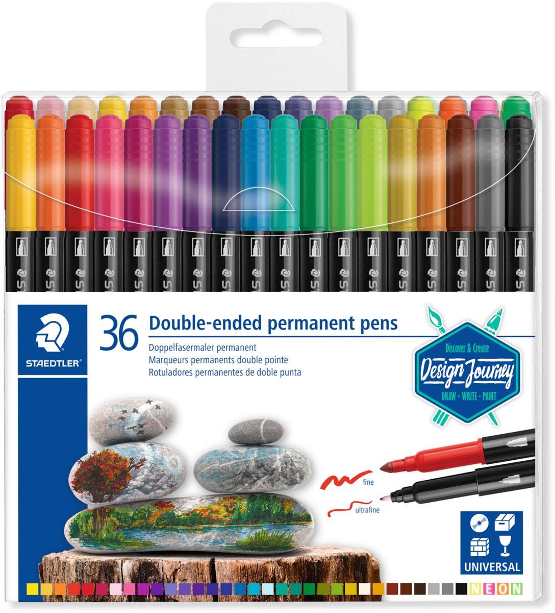 Staedtler permanent marker,dubbele punt, etui van 36 stuks, assorti