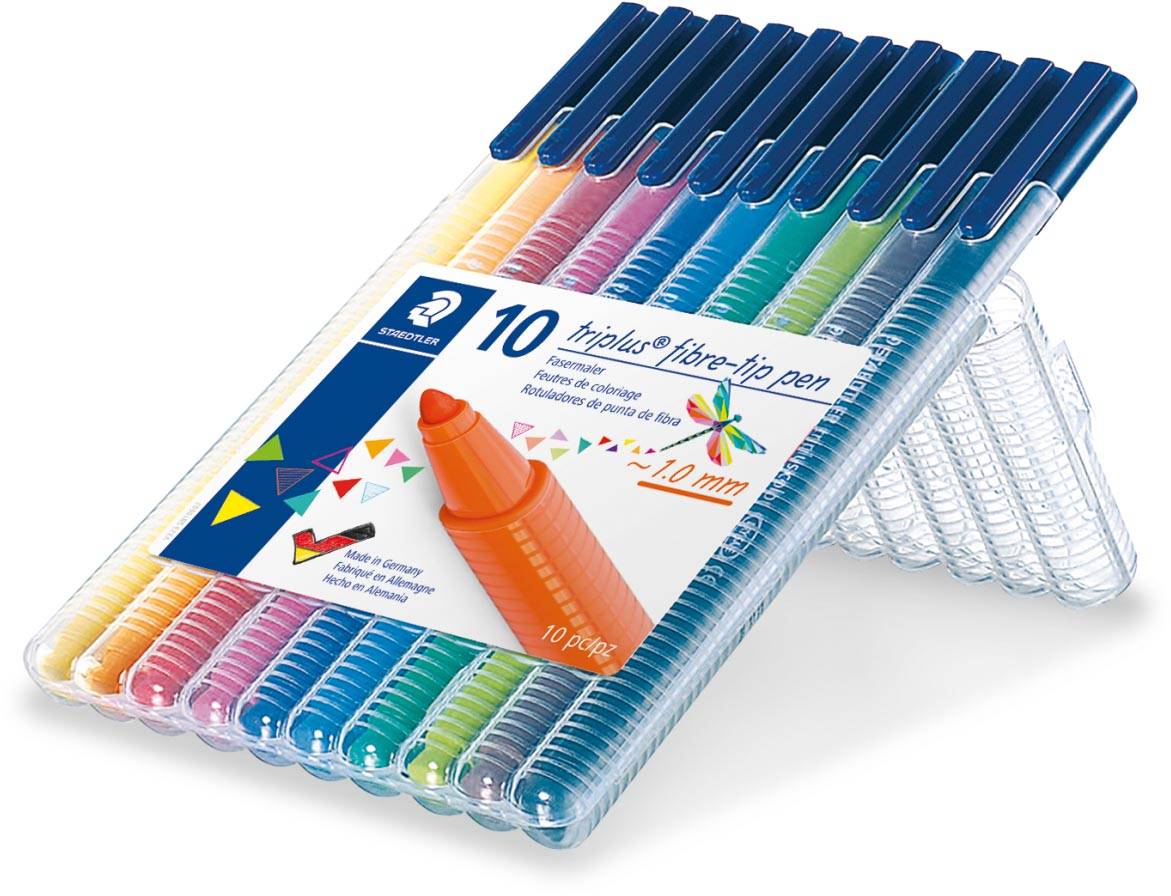 Staedtler viltstift Triplus Color, opstelbare box met 10 kleuren