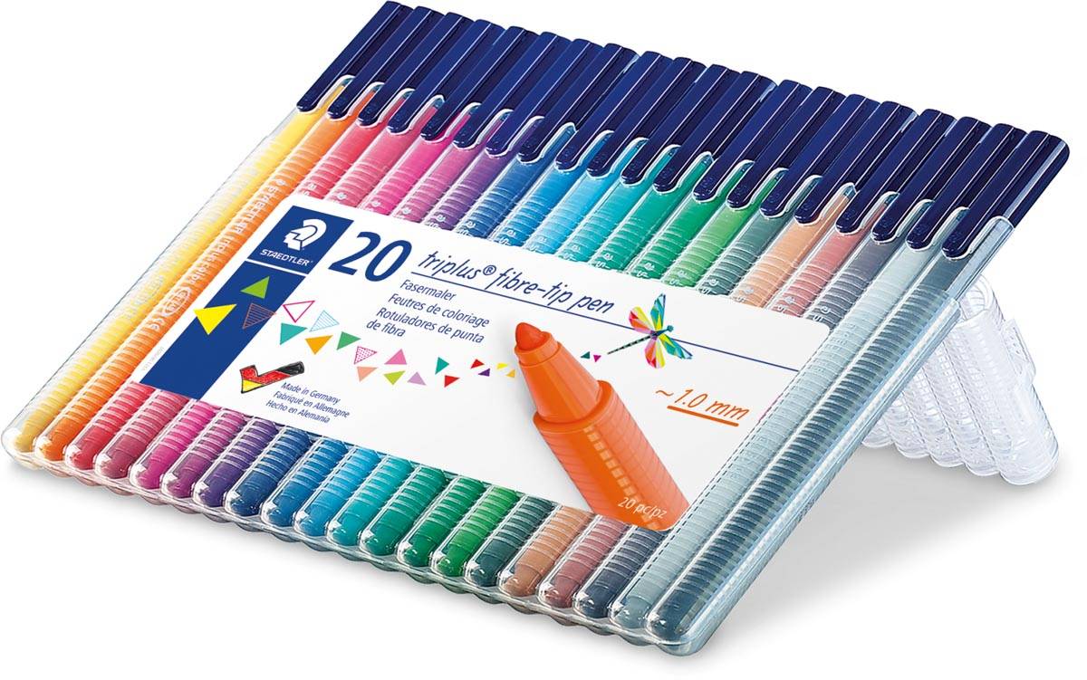 Staedtler viltstift Triplus Color, opstelbare box met 20 kleuren