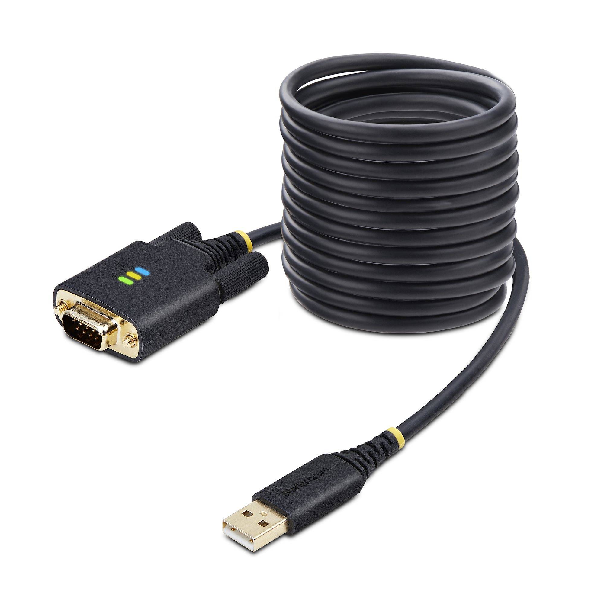 StarTech.com 3m USB naar Seriëel Adapter Kabel, COM Retention, Verwisselbare DB9 Schroeven/Moeren, USB-A naar RS232 DB9 Converter, FTDI IC, ESD Bescherming, Windows/macOS/Linux